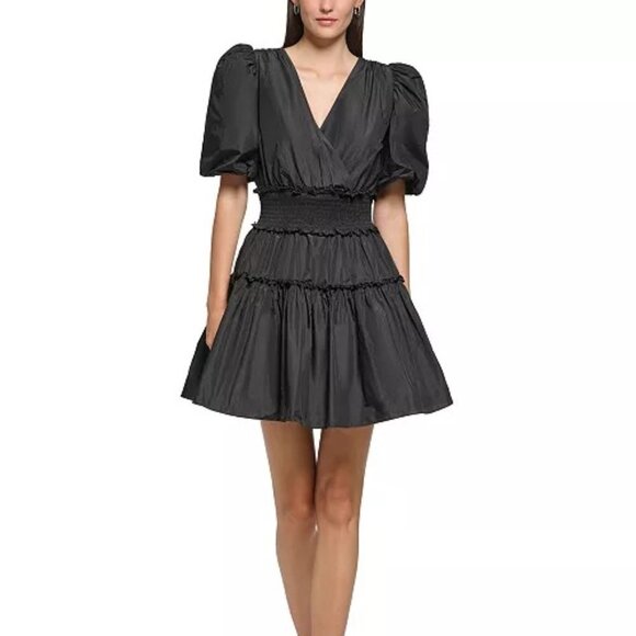 Karl Lagerfeld Dresses & Skirts - ☆☆SOLD☆☆ Karl Lagerfeld Paris Women's Puff-Sleeve Black Taffeta A-Line Dress